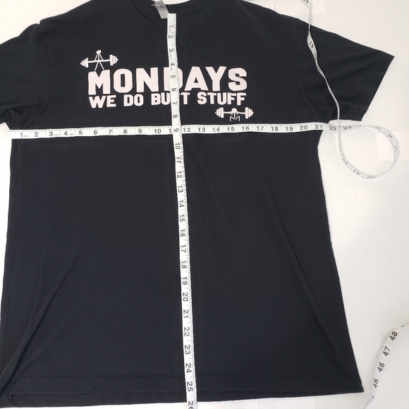 Next Level t-shirt Mondays We Do Butt Stuff Women's size large Black & White - Picture 5 of 6